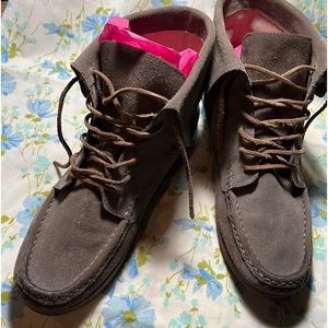 Frye fold-down, grey/taupe suede boots, sz 10